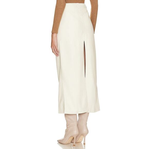 NWT FREE PEOPLE CitySlicker Faux Leather Maxi Skirt Sz 0 Nilla Cream - Picture 3 of 8